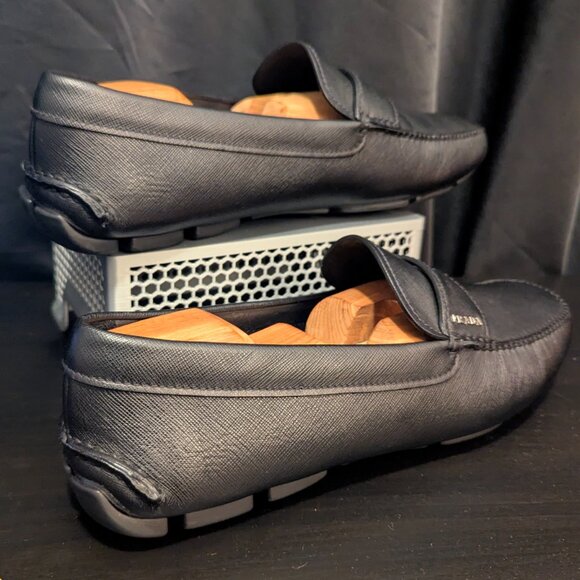 Prada Men's Saffiano Leather Penny Drivers Loafers Sz 10 2dd001 - Picture 2 of 13